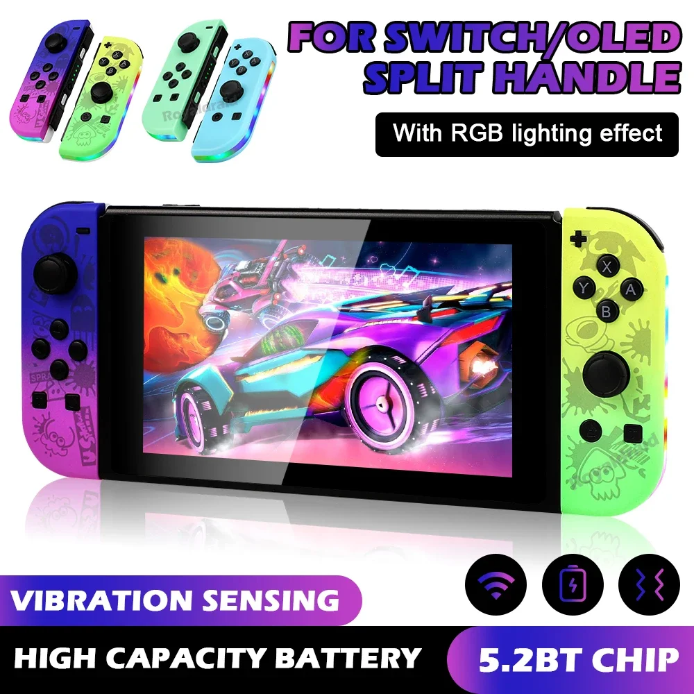 RGB Joy Pad For NS Switch Controller Wireless Bluetooth-Support Gamepad Joystick Joycons (L/R) Motion-Sensing Double Vibratio