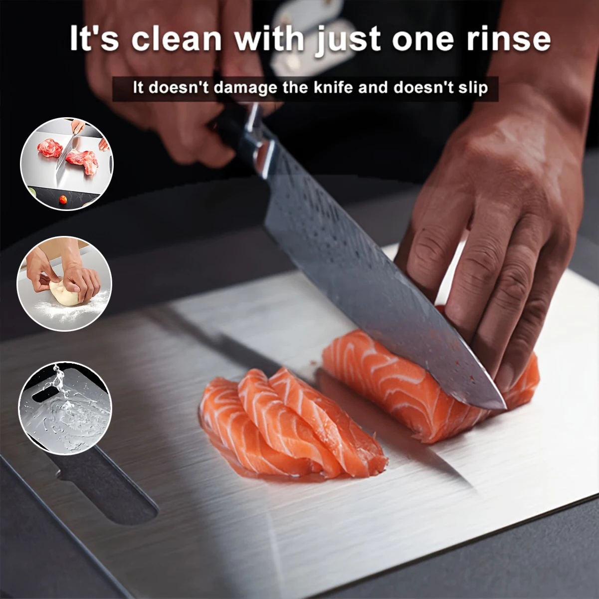 

Stainless steel cutting board, double-sided steel cutting board for kitchen use, stainless steel large board for meat, non-toxic