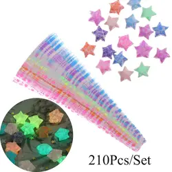 210pcs/lot Glow in Dark Lucky Star Origami Fluorescence Folding Strip Paper Best Wishes Handcraft Gift Craft Paper Decor