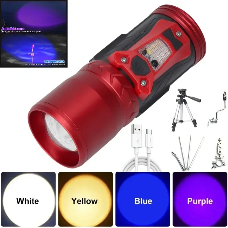 6 Light Source Blue White UV Yellow Light LED Flashlight with Mosquito Repellent Lamp Waterproof Induction Handlamp with Bracket