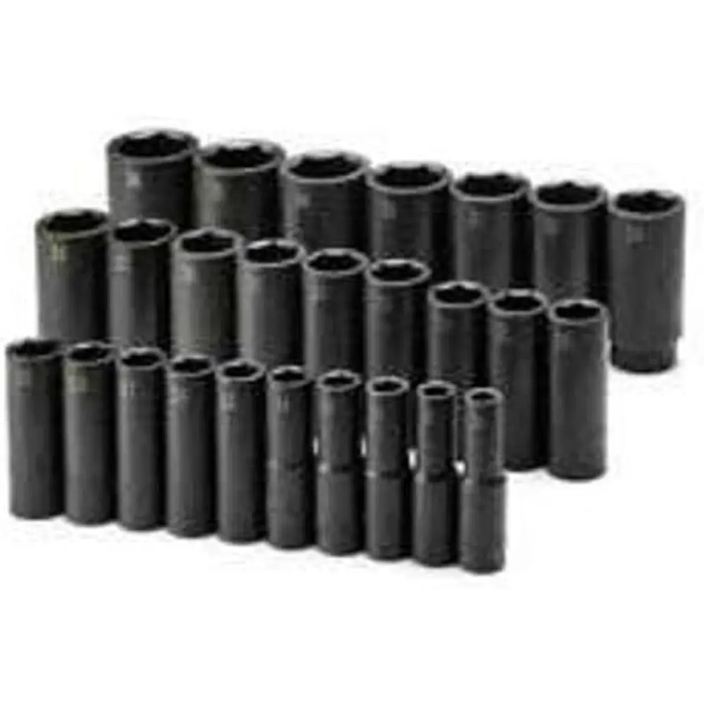 

26 Piece Deep Metric 6 Point Impact Socket Set, 10MM to 36MM, 1/2 Drive