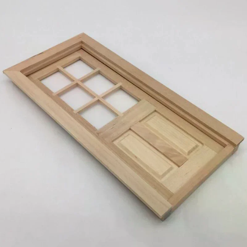 1/12 casa delle bambole in miniatura porta in legno non verniciata accessori fai da te giocattoli modello