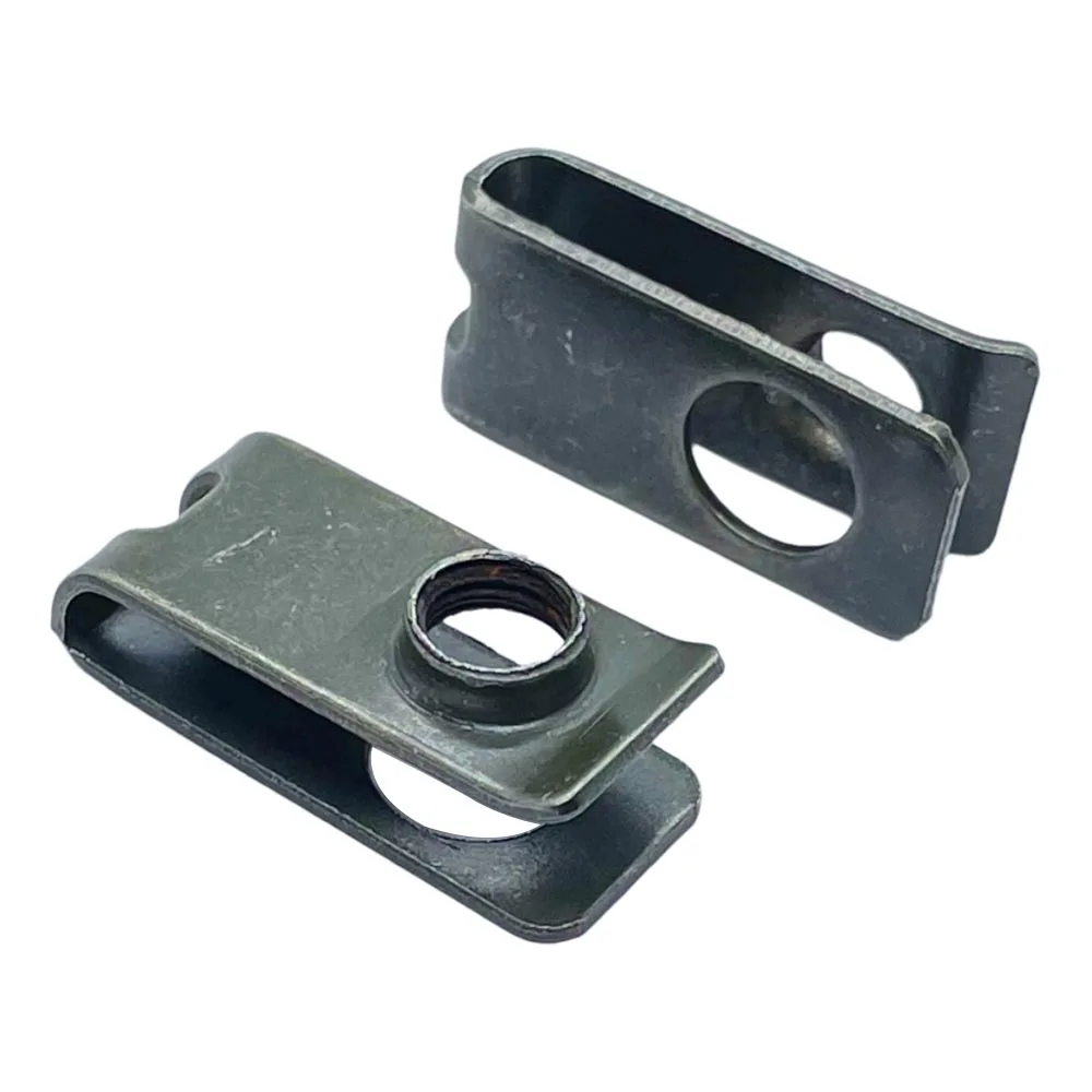 20/10pcs U-Type Clips with Thread M6 Car Metal Retainer 6mm License Plate Fixing Buckle Bolt Base Decorative Buckle