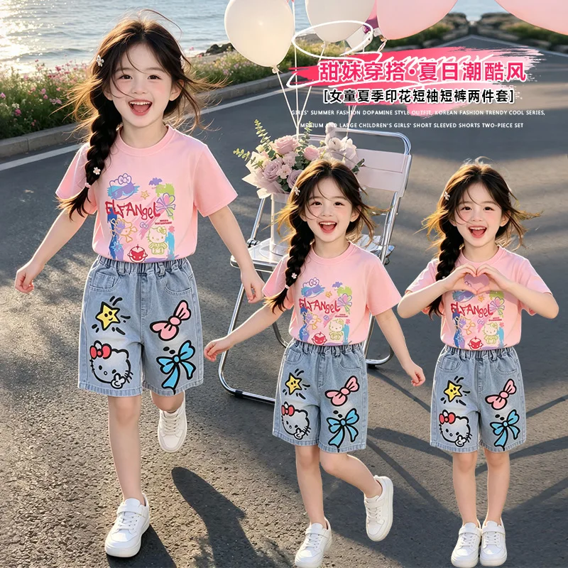 conjunto-de-camiseta-de-manga-curta-e-calca-capri-estilo-cowboy-com-estampa-de-graffiti-tema-anime-hello-kitty-moda-verao-casual-e-solto-para-meninas-e-bebes