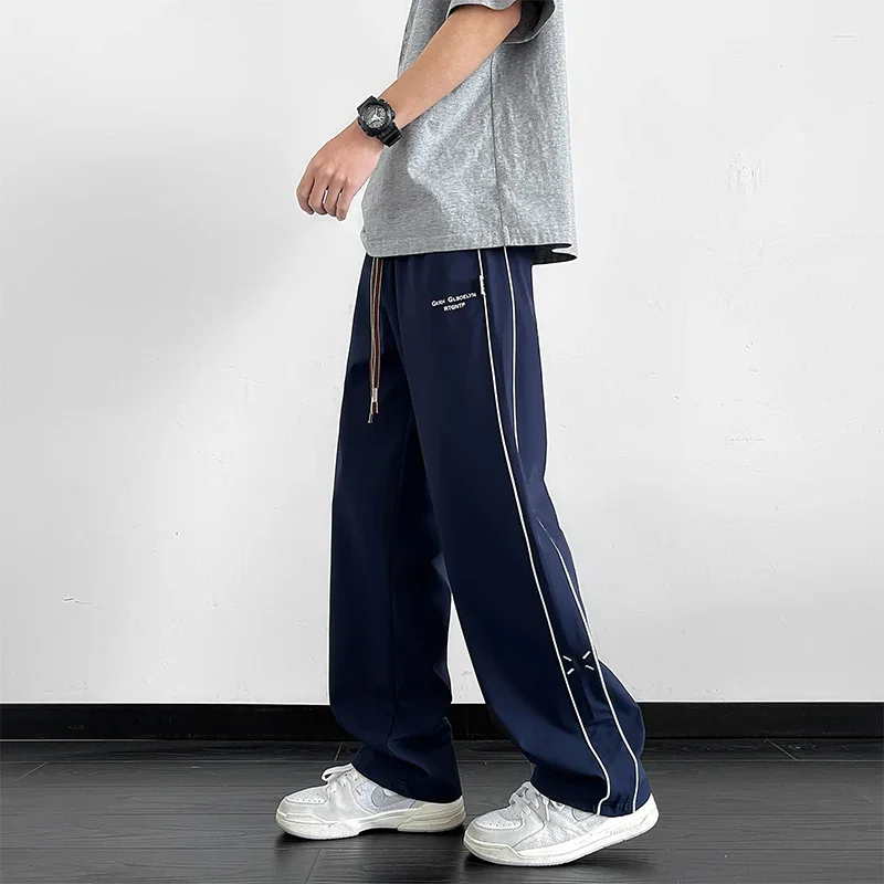 LIBIELIY Zomer heren Joggingbroek Wijde Pijpen Rechte Ijs Zijde Koelbroek Big Size 8XL 7XL 6XL Sportkleding Loose Fit Track Trouse