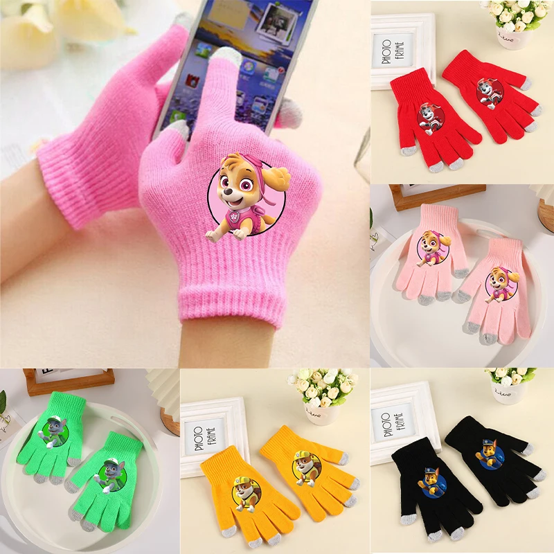 Rękawiczki zimowe Paw Patrol dla chłopców i dziewczynek Anime Cartoon Cute Knitted Mitten Children Warm Sports Fashion Glove Kids Haling Hands
