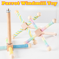 Parrot Chew Toy Bird Foraging Toy Wooden Hanging Spinner Cage Activity Playground Cockatiel Lovebird Budgie Beak Trim Boredom