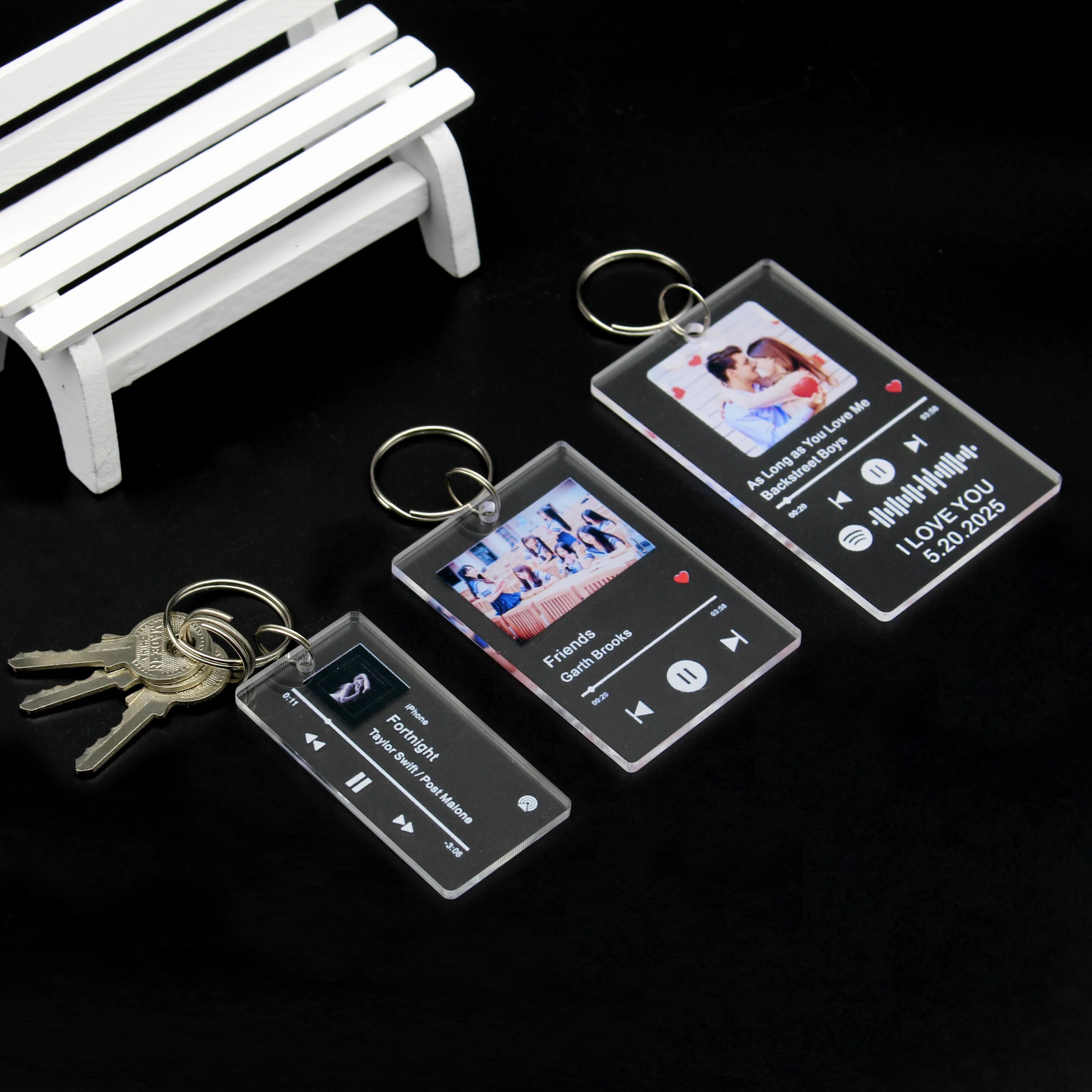 

Custom Personalized Transparent Acrylic Spotify Keychain Scan Code Music Song Singer Name Album Cover Custom Keyring Gifts