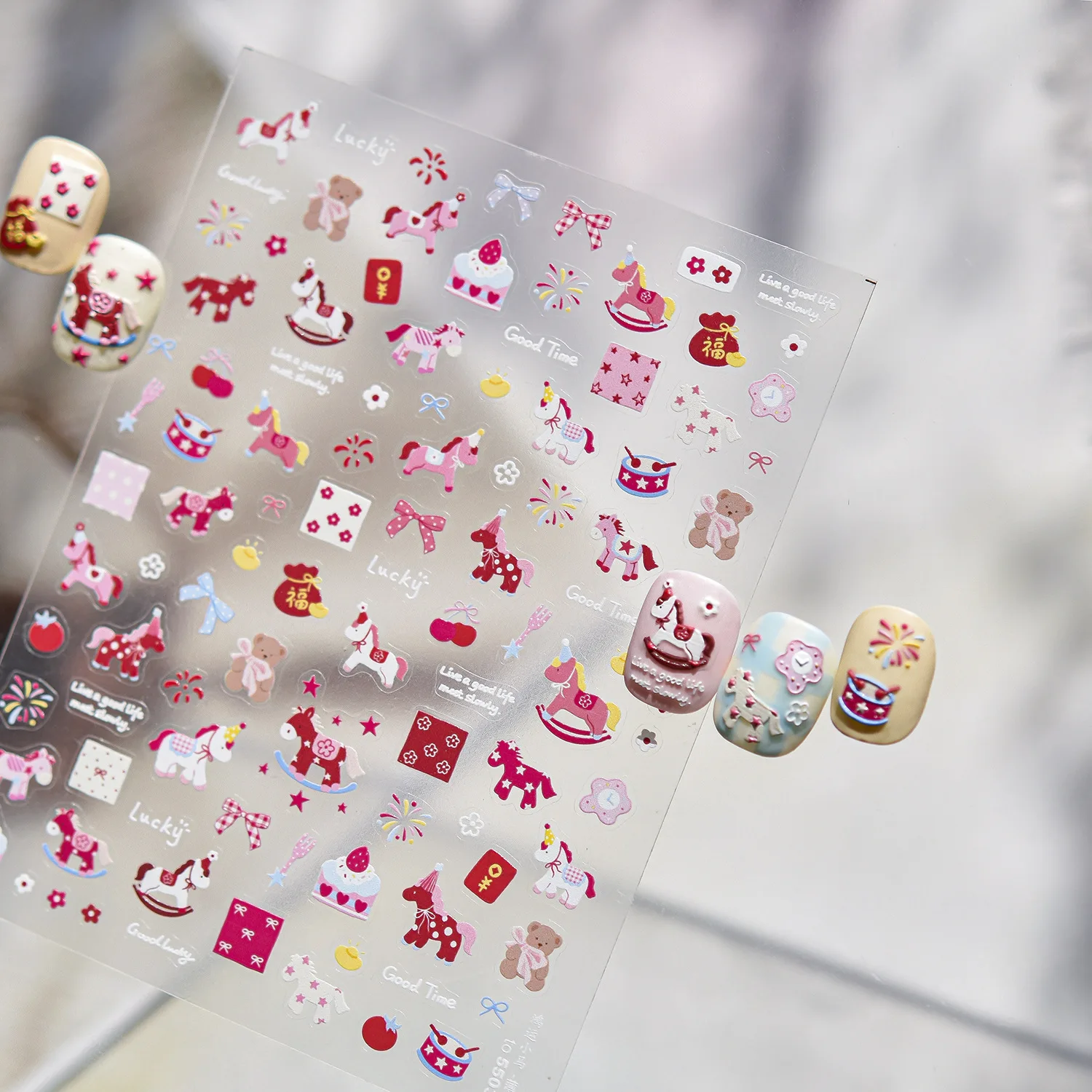 スイートスワンポニーネイルステッカー薄くて丈夫なネイルステッカー小さなアクセサリー DIY ネイルアートデコレーションマニキュアデカールギフト