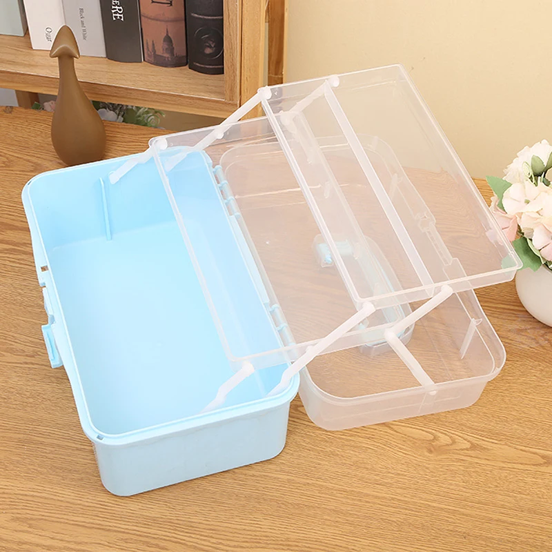 2 Layers Large Capacity Storage Box Foldable Multifunctional Plastic Portable Makeup Hairpin Organizer Nail Art Jewelry Box