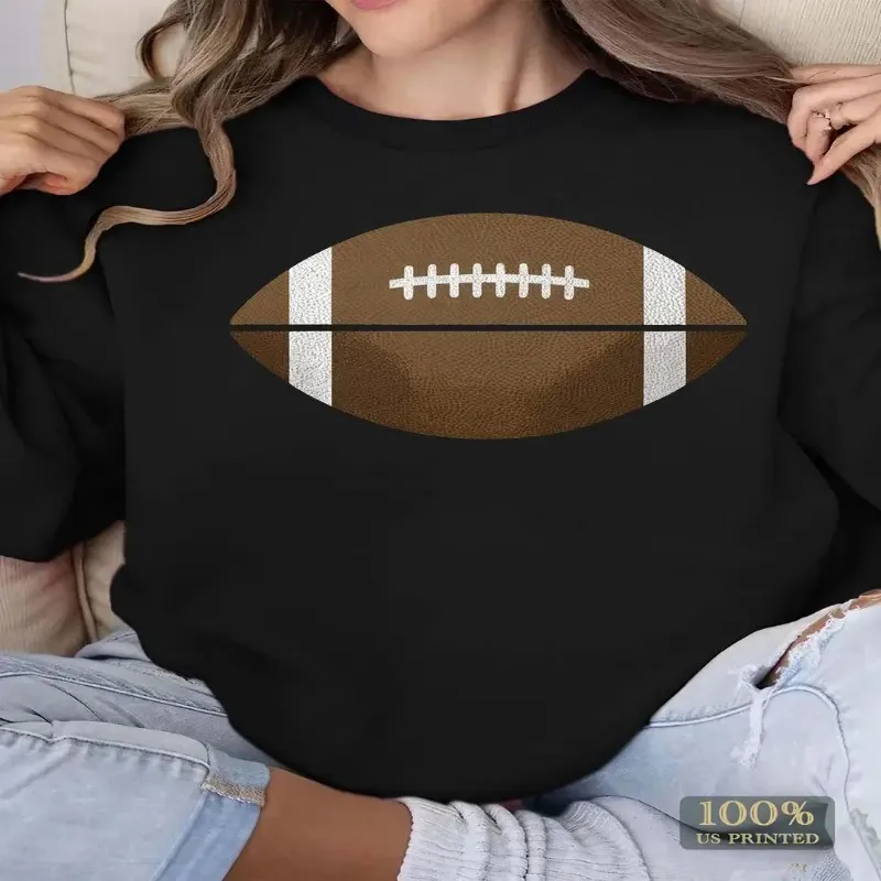 

American Football Illustration Women Plus Size Sweatshirt Harajuku Graphic Tees Breathable Soft Cotton Long Sleeve O Neck