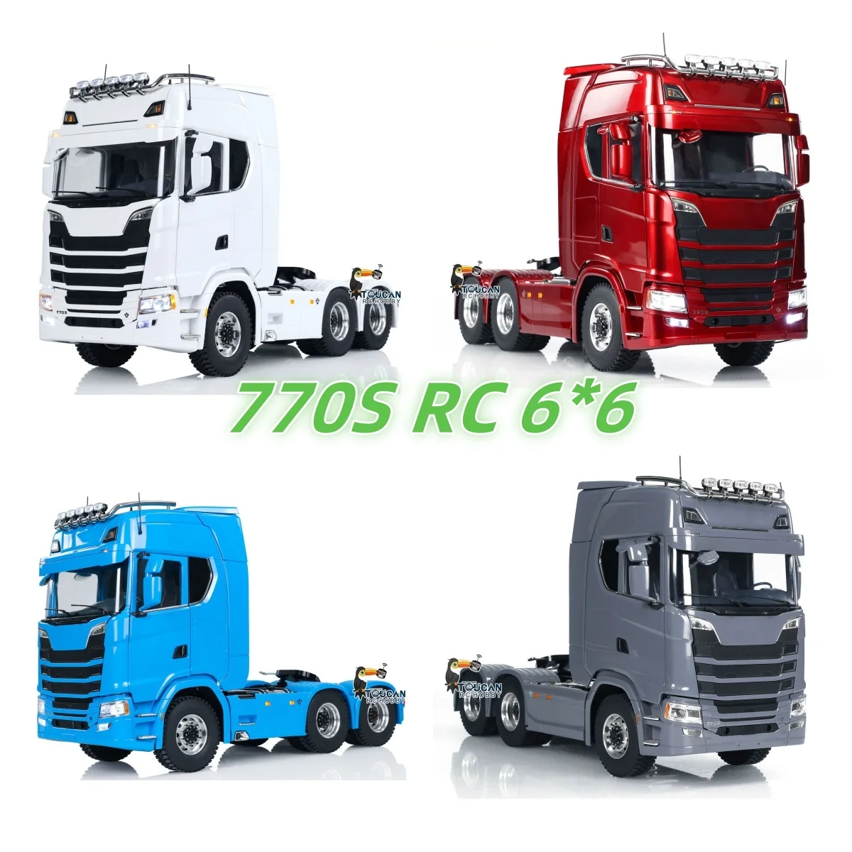 New 770S 1/14 RC Tractor Truck Trailer 6X6 Tamiyaya Truck with Openable Doors Light Sound System Remote Control Tractor Model