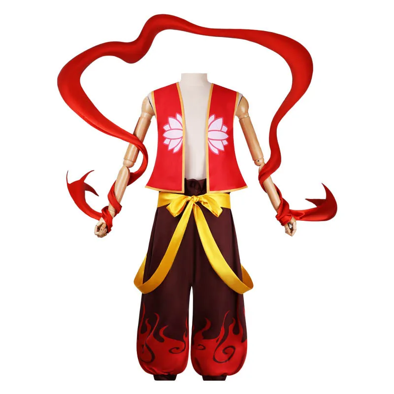 Nezha Cosplay Anime Magic Kid Ne Zha 2 Costumi Set completo Puntelli carini Vestito Parrucca Vestito da film per adulti Bambini Gioco di ruolo Costume