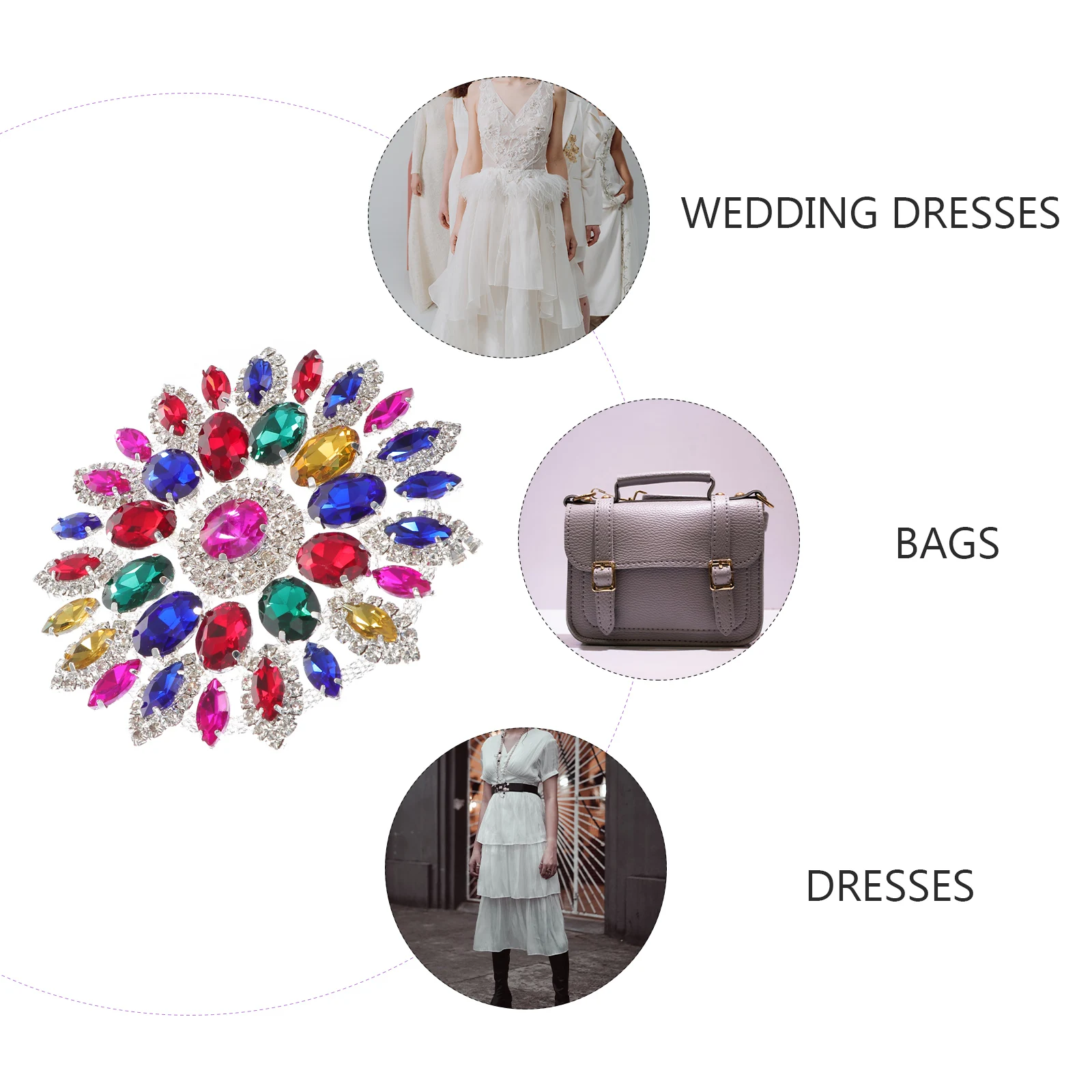 

1pc Rhinestone Dress nament DIY Accessories Creative Patch Bag Decor Clothes Embellishment Decorative Sash Bridal Sewing Craft