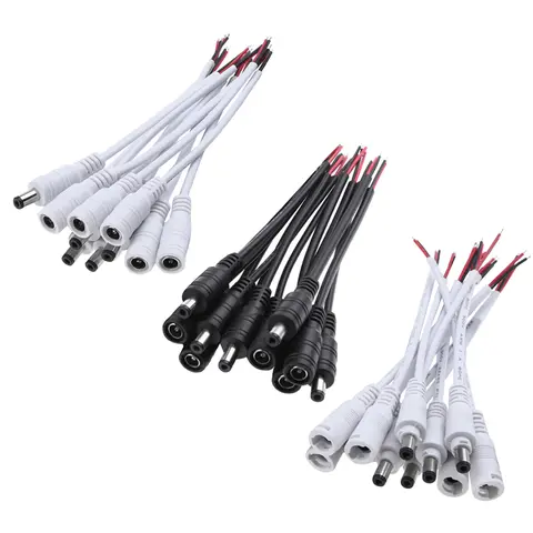 5pcs Male Female DC Power Connector for Ceilling Lamp LED Strip Light 5.5x2.1 DC Male+Female Plug Cable Connector