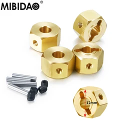 MIBIDAO 4pcs/lot 12mm Hex Brass Counterweight 8mm/10mm Thick Wheel Hub Combiner For 1/10 Redcat Gen8 RC Crawler Car