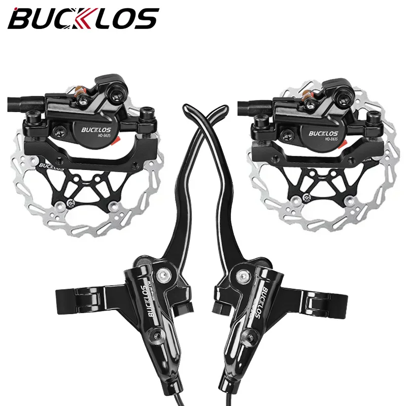 BUCKLOS Bicycle Hydraulic Brake Set 2 Pistons Power Off Mountain Bike Disc Brake 1100/1800mm Disc Brakes for E-Bike Scooter