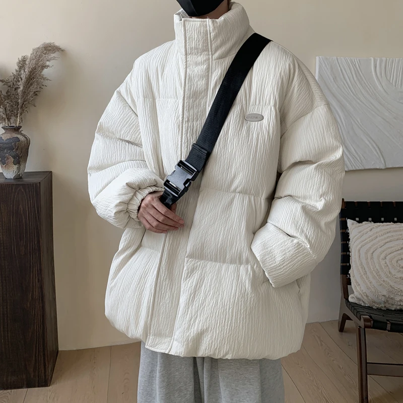 

Men's Thiened Winter Cotton Jaet 2024 New Sle Warm Cold-resistant Retro American Sle Youth Casual Faion Coat