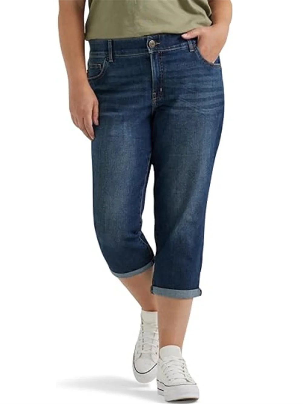

Women Plus Size Cropped Jeans Capris Stretch High Waist Destroyed Denim Pants Fashion US30 EU60 2X 3X 4X