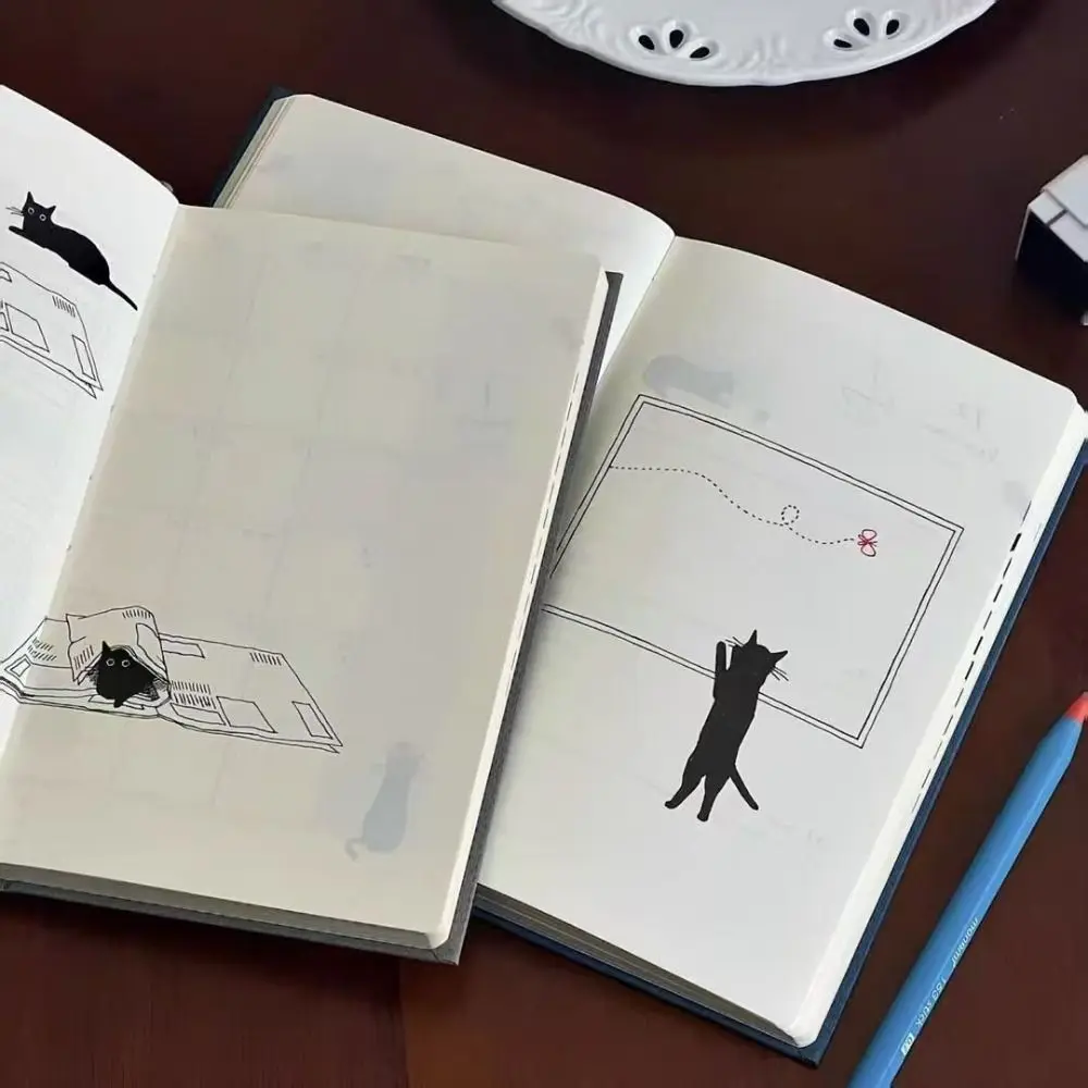 Cartoon-Kätzchen-Illustration, B5-Notizbuch, Hartschale, To-Do-Liste, 2086, Zeitplan, Buch, Notizblock, Studenten