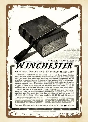 1913 fiream Winchester Repeating Rifles Shotguns Webster's Definition metal tin