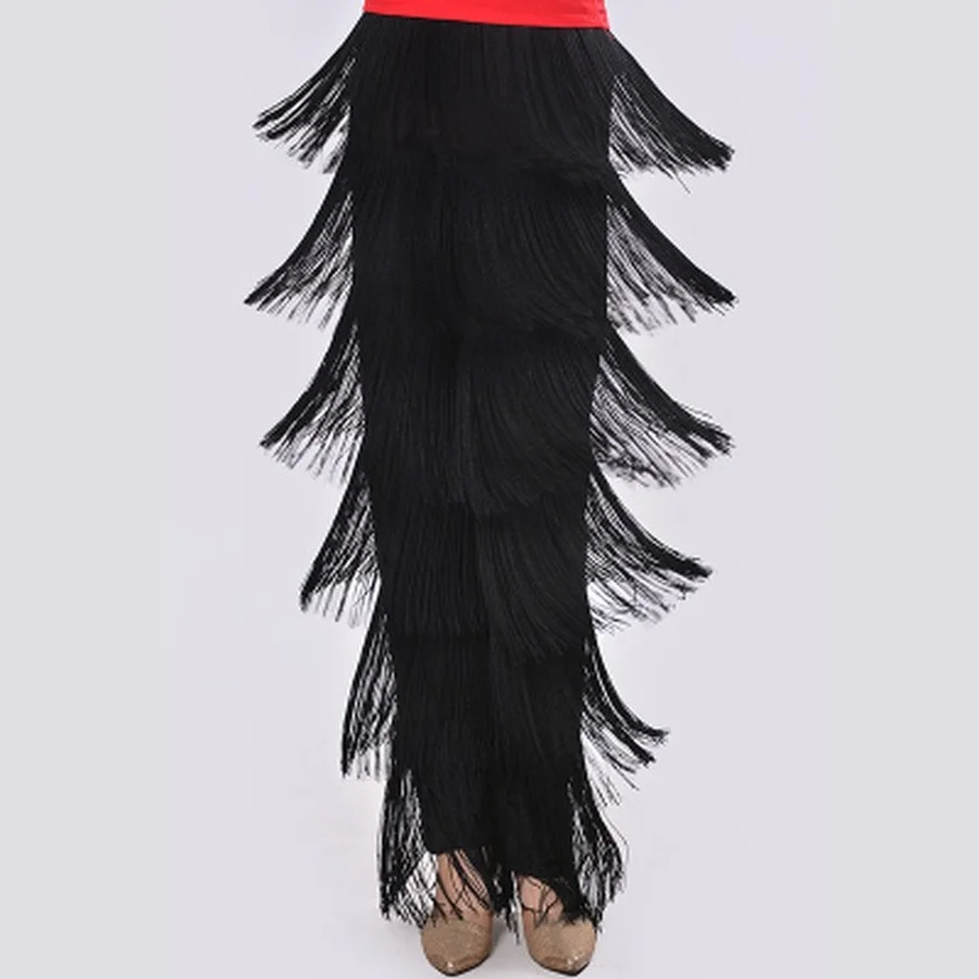 New 2023 Black Blue Red Purple Arrival Cheap Women Ladies Girls Fringe Latin Dance Pants Jazz Samba Fringe Dance Pants