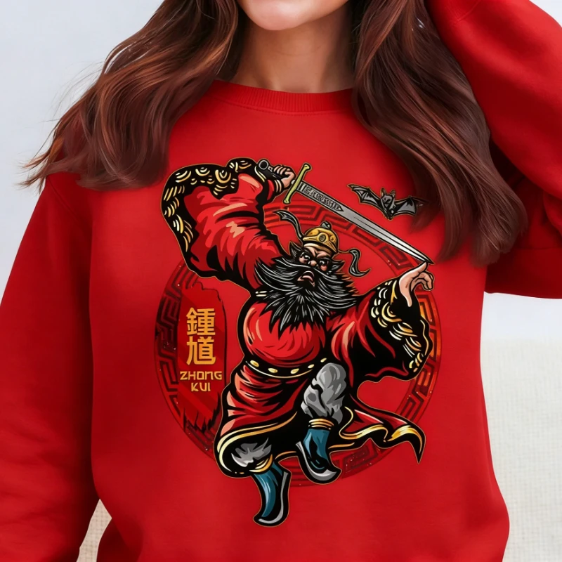 تشونغ كوي الطاوية الإله المطلية بالأشباح الآلهة الصينية الأساطير الدين الشعبي الصيني صورة تي شيرت مطبوع بلايز للجنسين