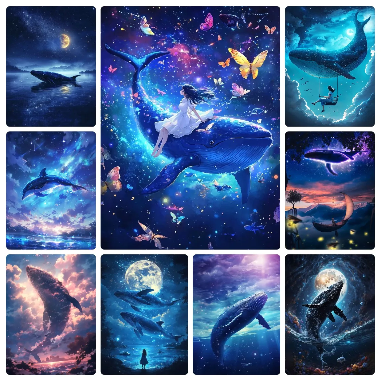 Dreamy Whale Magical Serene Night Jigsaw Puzzles 500/1000/1200/2000PCS Handmade Art Exquisite Home Decor Gift No Frame