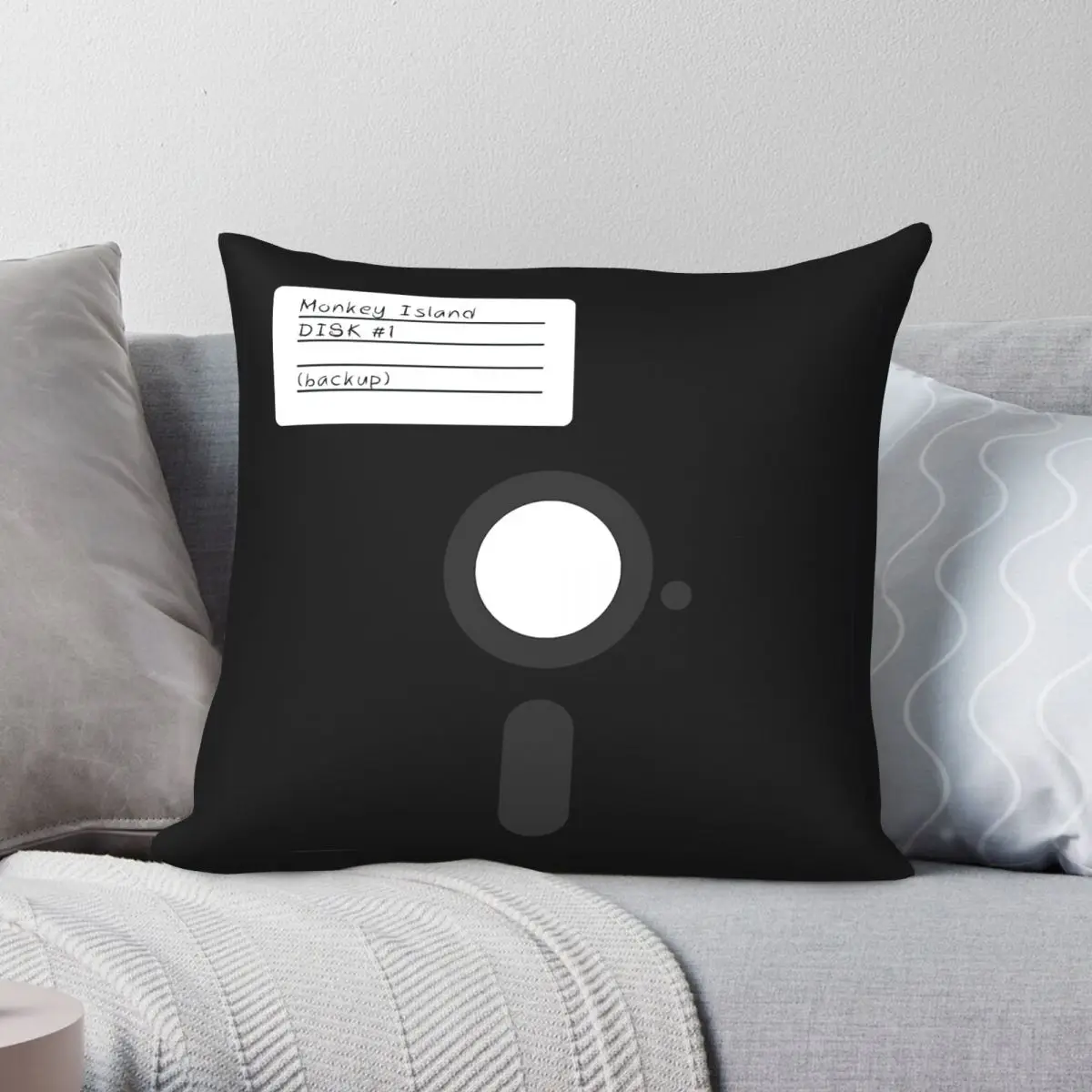 Floppy Disk Monkey Island Diskette Square Pillowcase Polyester Linen Velvet Printed Decorative Throw Pillow Case Home Cover 18