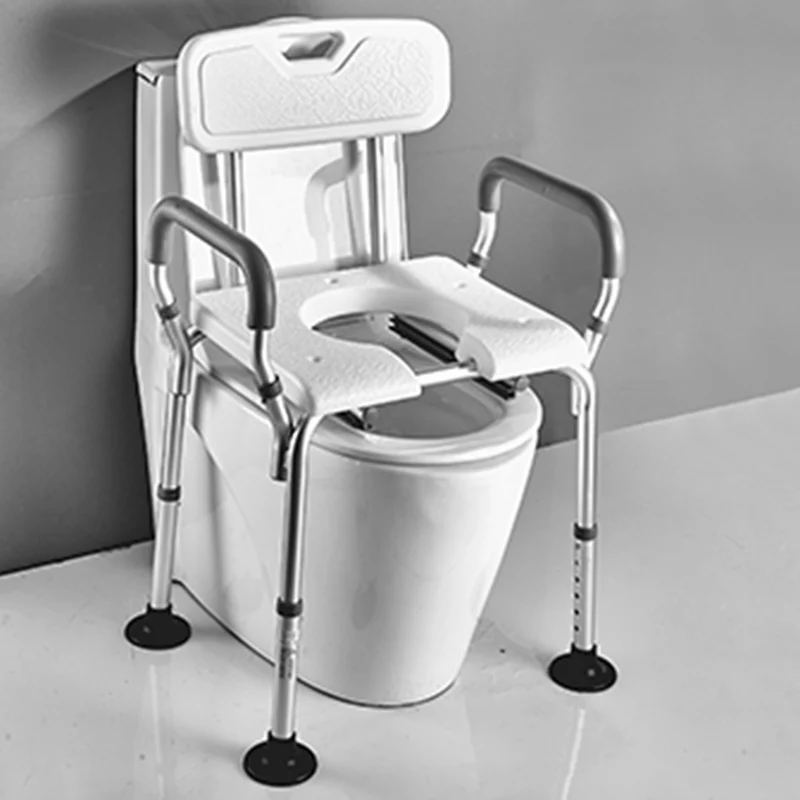 Folding Shower and Commode Chair Elderly Pregnant Patients Adjustable Height Non-Slip Portable Bathtub Safety Seat with Backrest
