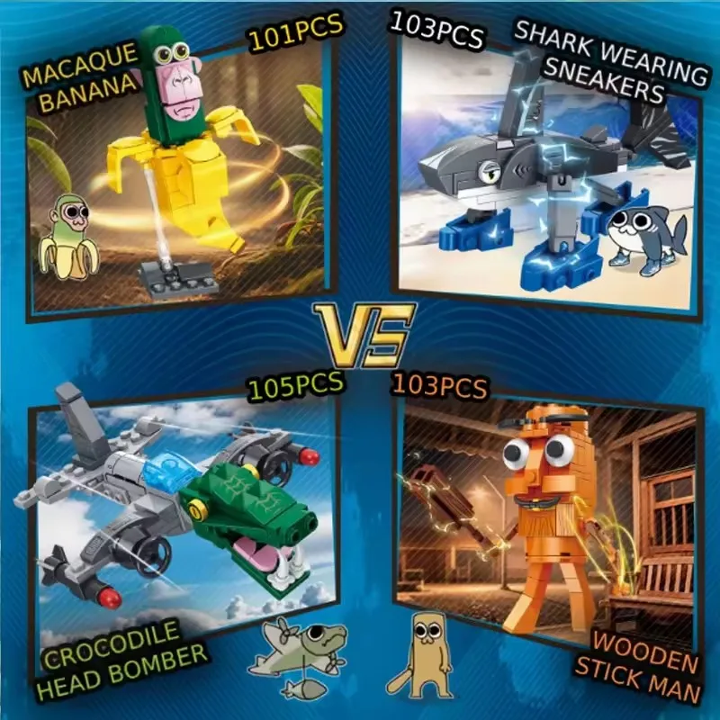 Tung Tung Sahur ‌   Tralalero Tralala ‌   LiriLi Larlla ‌   Boneca Ambalam ‌   Blocs de construction figurines jouets cadeaux cerveau pourriture