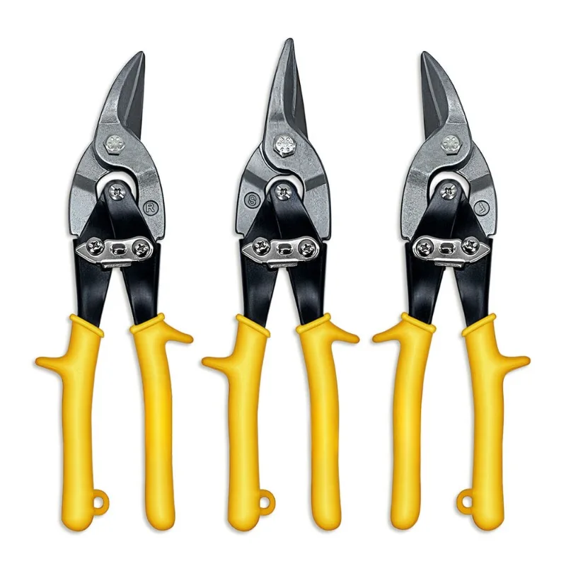 

BIESUO 3PCS Professional Aviation Tin Snip Set Straight/Left/Right Cutter Sheet Metal Cutter Shear Yellow Hand Tool