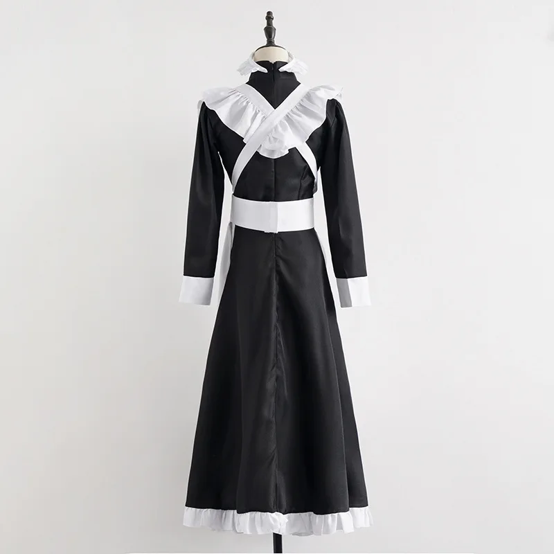 Kobiety strój pokojówki długa sukienka fartuch sukienka sukienki Lolita mężczyźni ubrania unisex kostium kawiarniany Cosplay kostiumy Anime Jujutsu Kaisen