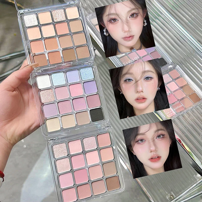 16-Color Matte Pearl Fine Glitter Eyeshadow Palette Long-Lasting Eye & Face Makeup Eye Makeup Palette Daily Makeup Eye Shadows