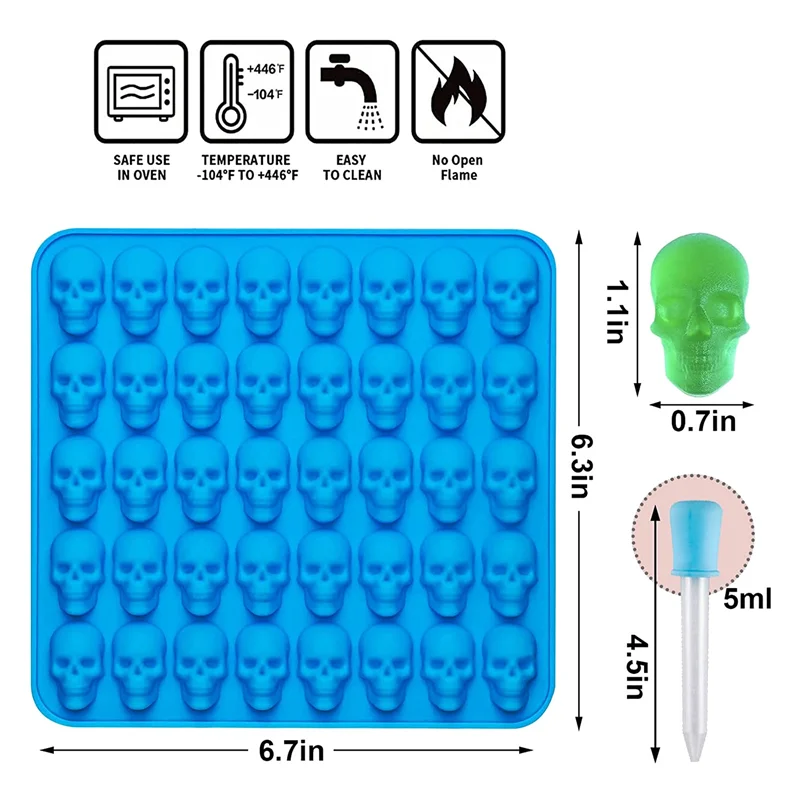 2Pcs Molds Silicone,Chocolate Molds with 1 Droppers Nonstick Food Grade Silicone for Candy Blue