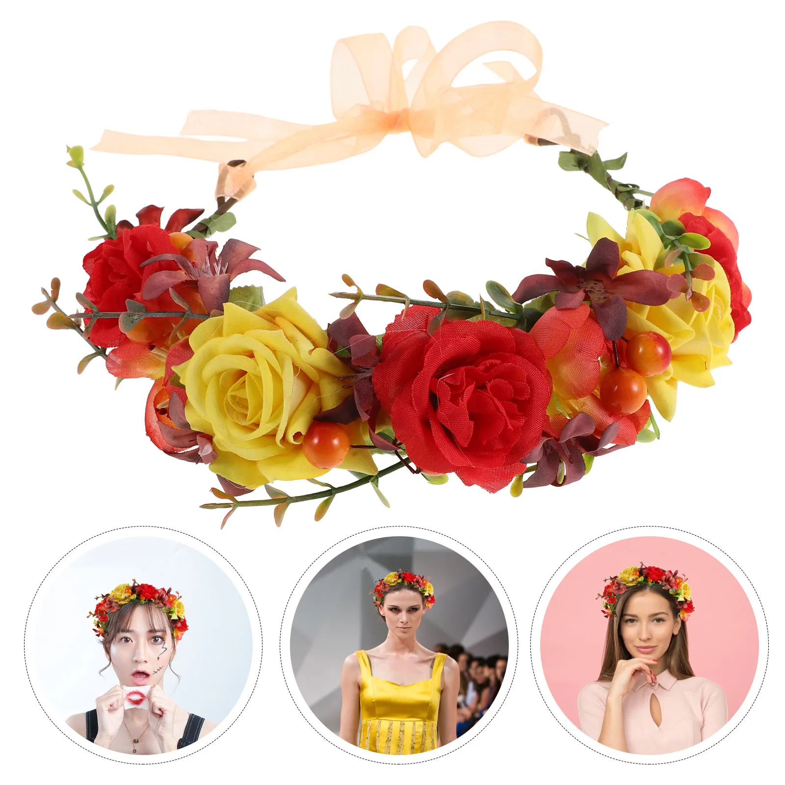 1Pcs Floral Rose Headband for Girls Women Comfortable Lightweight Party Wedding Carnival Masquerade Fancy Dress Photo Shoot