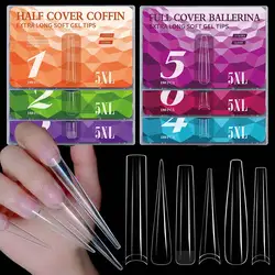 5XL Soft Gel Tips Press On Nails Acrylic Half/Full Cover Fake Nails 180pcs Stiletto Coffin Ballet DIY Extension Nail Supplies