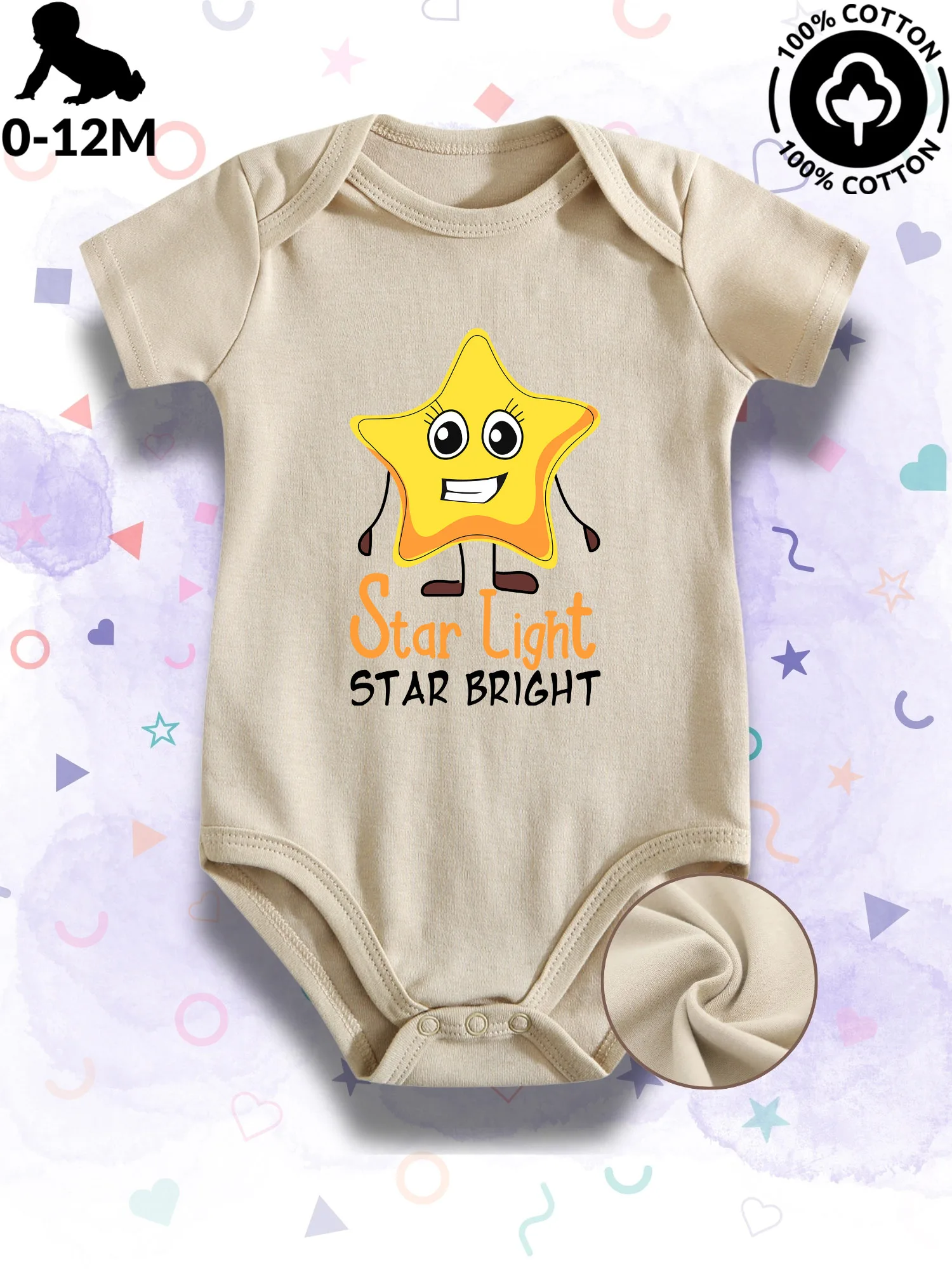 

Детский комбинезон Star Light Star Bright унисекс, 100% хлопок, мягкий слип, всесезонный, бежевый, для ползания, 190 г/м²