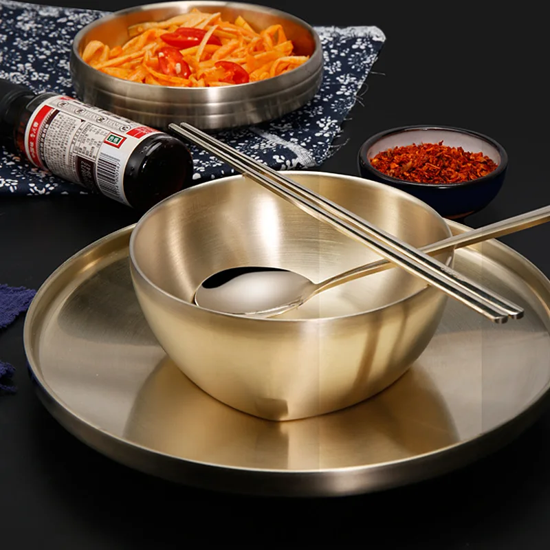 

304 stainless steel Tianyi Bowl double thickened zirconium-plated soup bowl rice bowl for children to eat and cook kimchi bowl