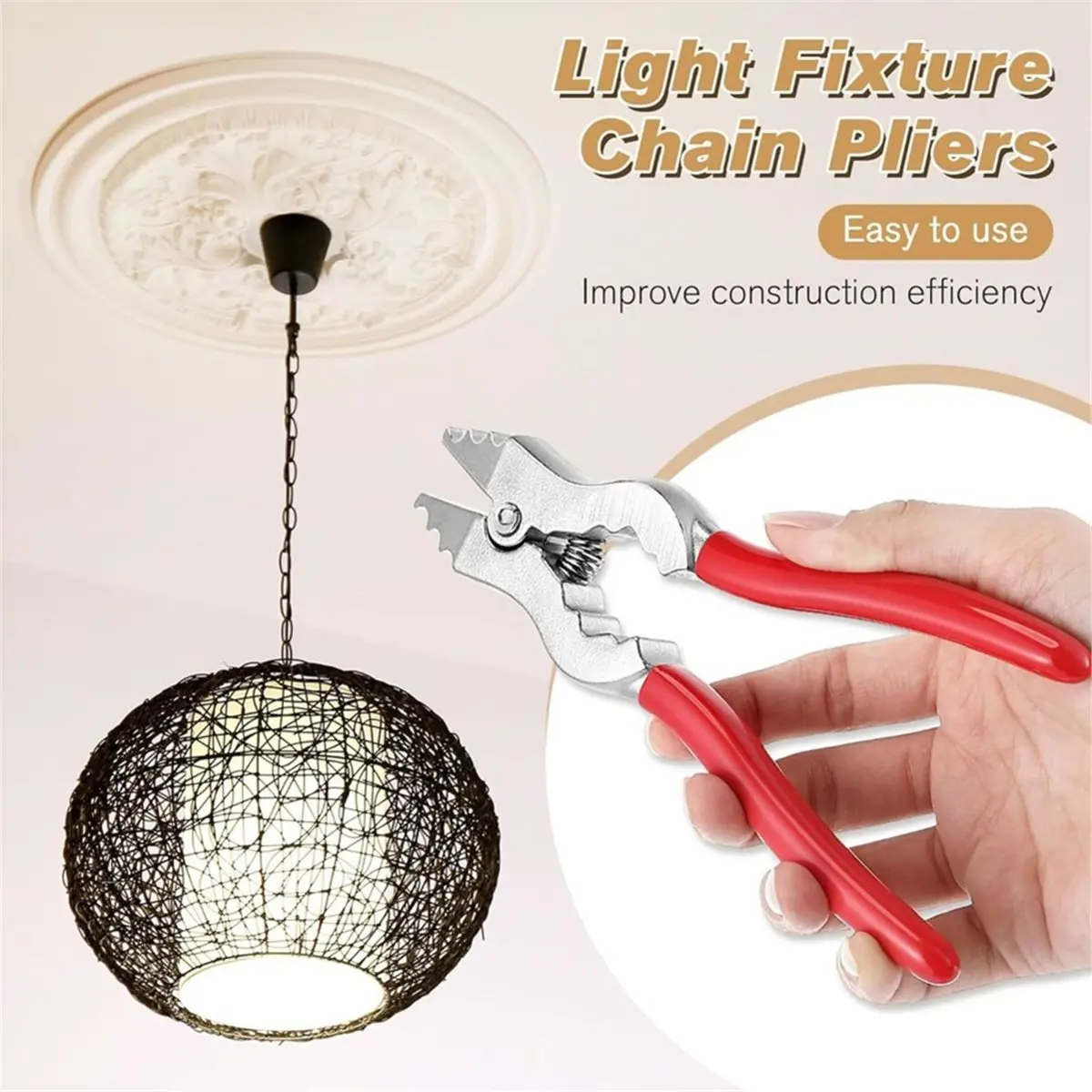 Chain Pliers,7Inch Fixture Link Pliers,Light Link Tool with Rubber Grip for Chandelier Shackle Light Fixture Accessories