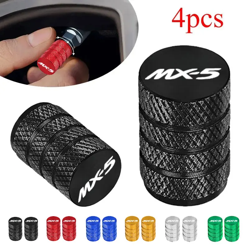 For Mazda MX5 MX-5 ND RF MIATA Car Decor Airdust 4pcs Car Wheel Tire Air Valve Caps Stem Cover Caps Airdust Covers with Brand