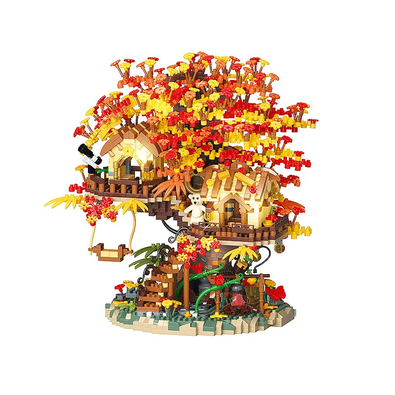 Kreative Straßenszene Architekturmodell Wald Baumhaus A-Typ Puzzle Montage Bausteine Spielzeug Ornamente Geschenk