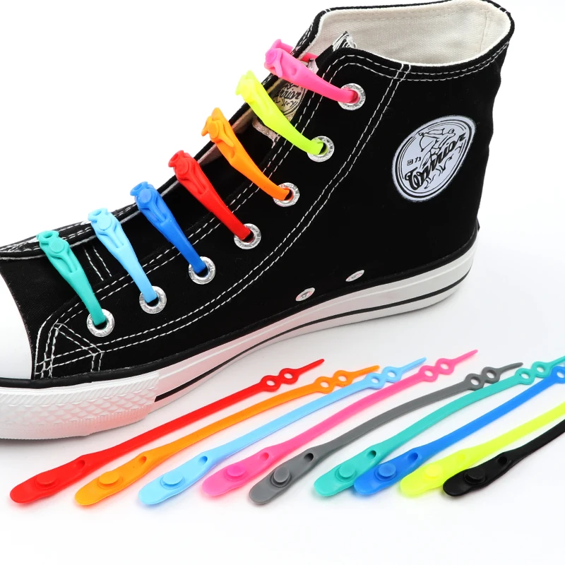 14pcs Colorful Silicone Shoelaces Without Ties Elastic Laces for Shoes Without Tying Men Women Sneakers Rubber Band Accessories