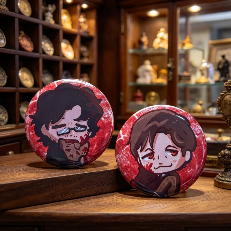 Hanni Gram Pinback Buttons,Hannibal LecterxWill Graham Fan Art Badge, Hannibal TV Series Cosplay Accessory  Collectible Gift