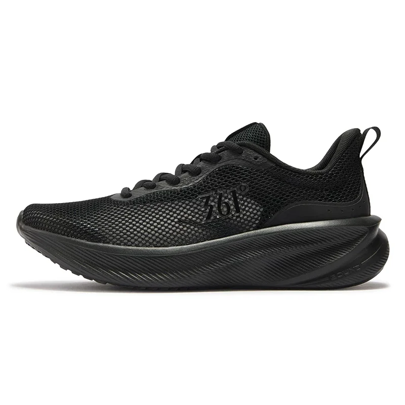 361 sports 2026 summer mesh breathable light shoes shock absorption soft bottom all black running shoes men