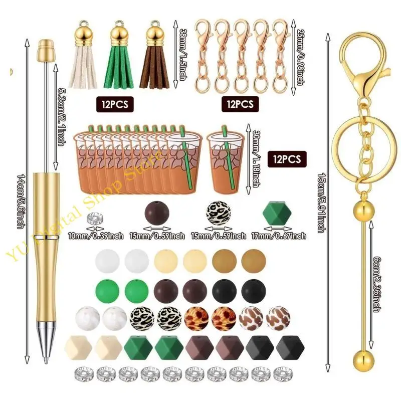 96BA Beadable Ballpoint Pen Set Including Craft Beads, Hooks and Tassels