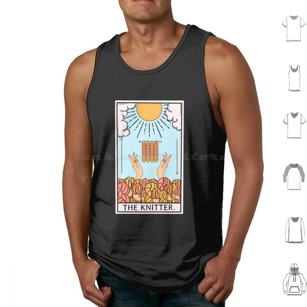 The Original Knitter Tarot Card Tank Tops Print Cotton Knitting Yarn Knit Crochet Knitter Wool Sewing Cute Funny