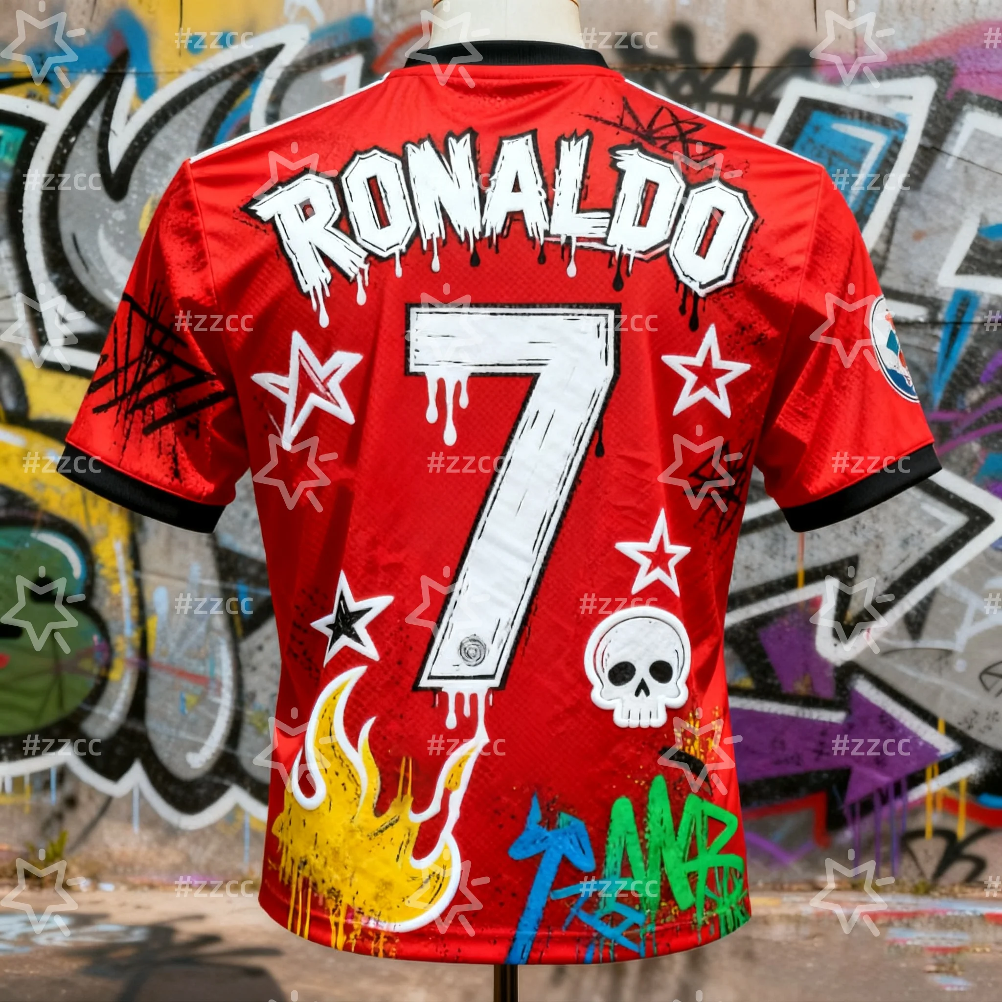 رونالدو جرافيتي جيرسي كرة القدم جيرسي رقم. 7 ثلاثية الأبعاد الطباعة الخريف الرياضة الجافة بسرعة تي شيرت رجالي ملابس الأطفال المحملة Y2k امرأة #2