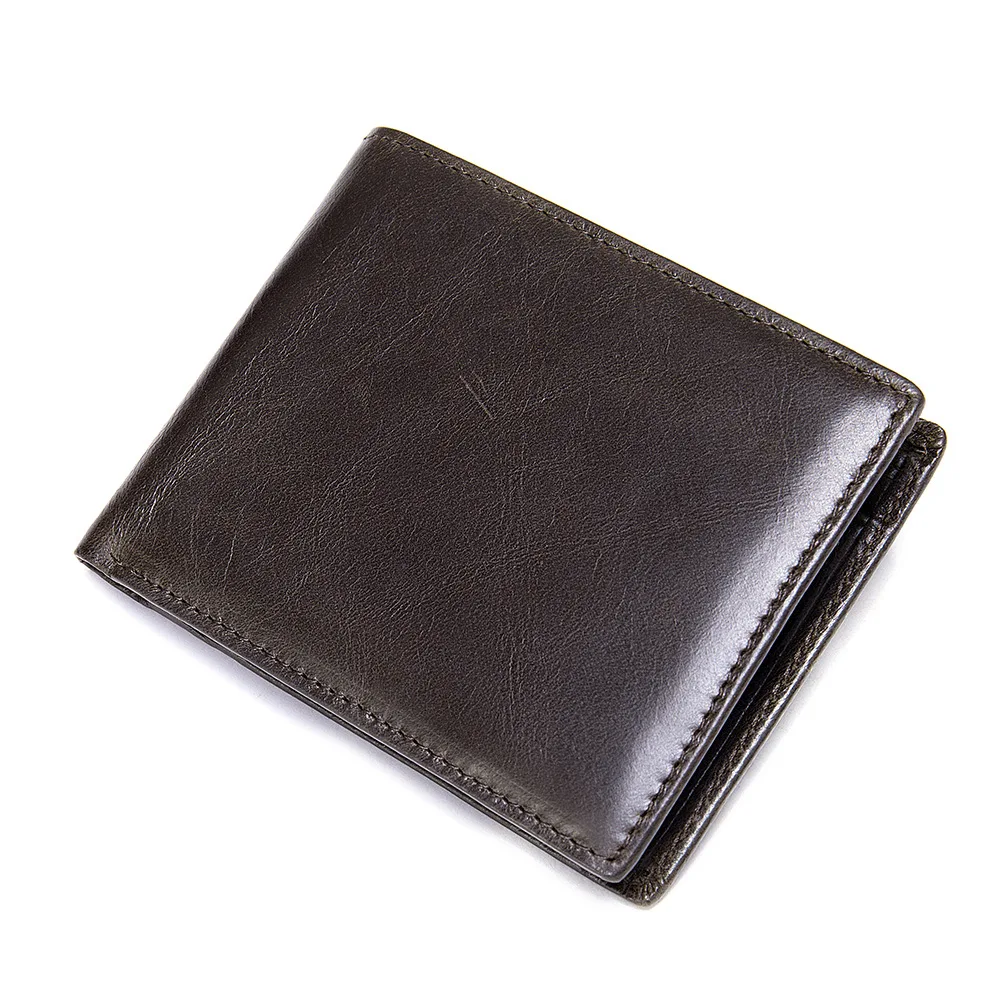 

RFID Blocking Men's Cowhide Genuine Leather Wallet Front Pocket Short Mens Wallet ID Credit Card Holder Coin Pouch Bag for Man