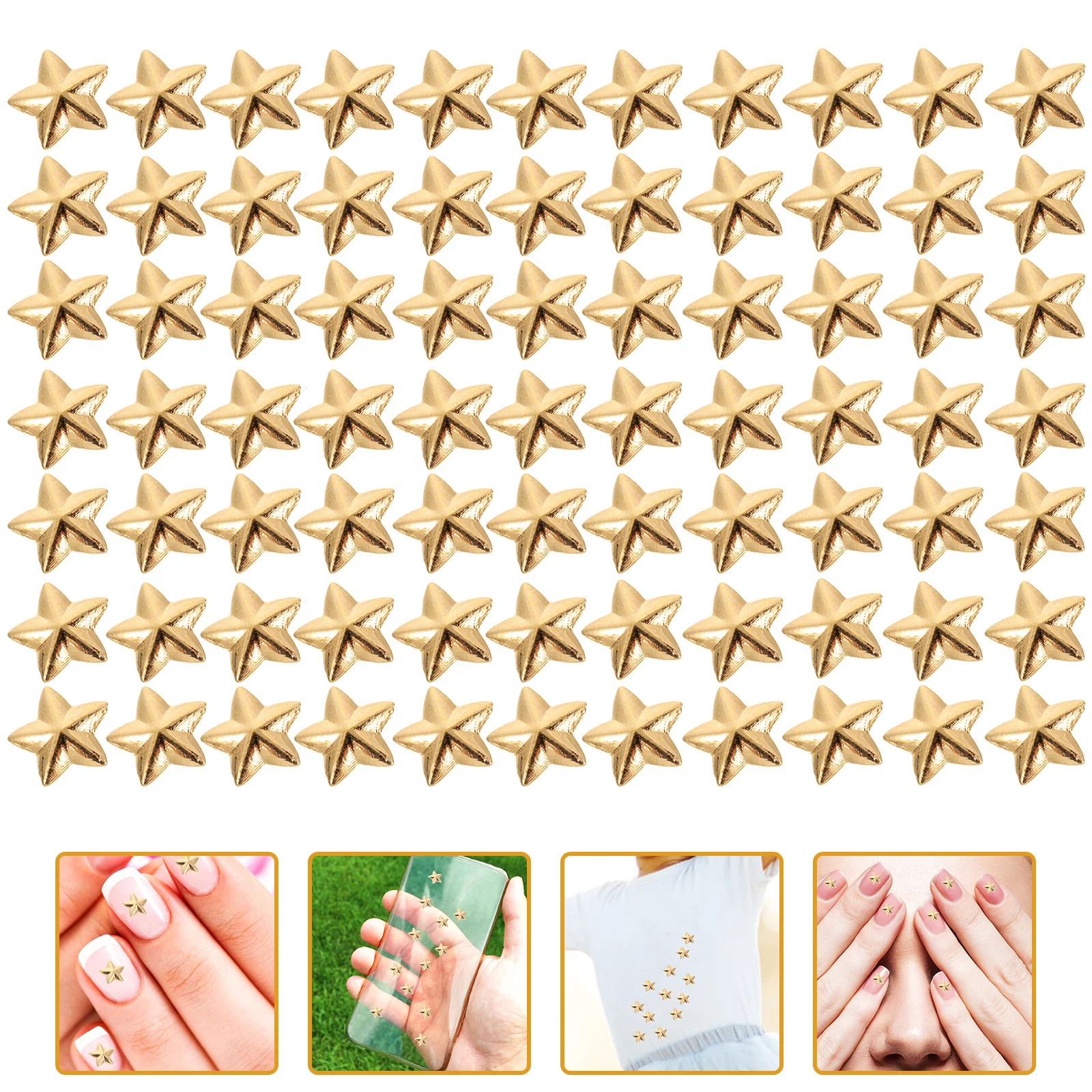 

200Pcs Five-Pointed Star Nail Decor Metal Pentagram Manicure DIY Accessories for Natural Fake Nails Jewelry Craft Embellishment